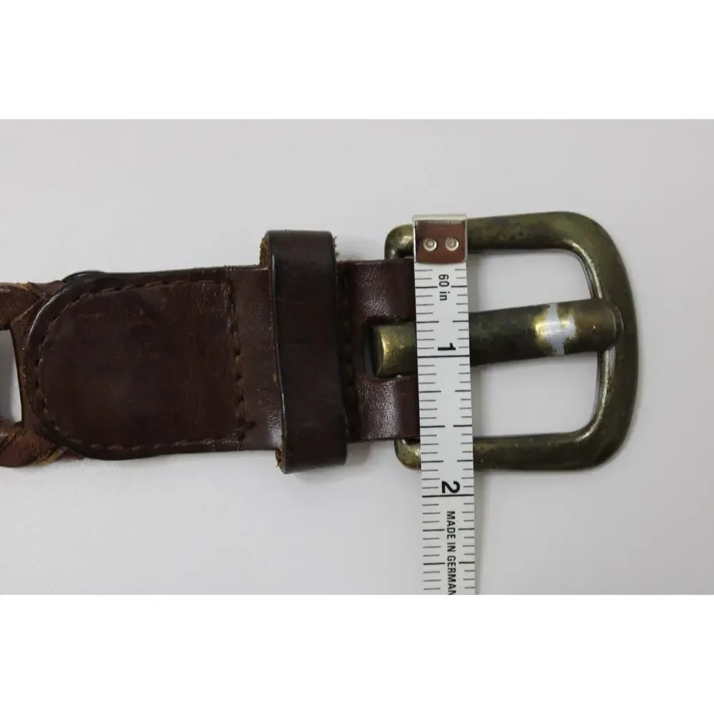 Vintage 80's Omega Brown Leather Braid Belt Size L Made In Turkey